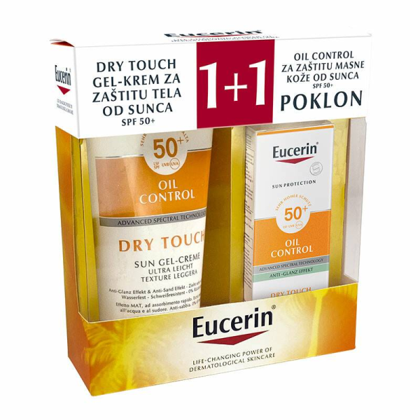 Eucerin Box Dry Touch SPF 50+ 200 ml + Oil Control za zaštitu masne kože od sunca SPF 50+ 50 ml