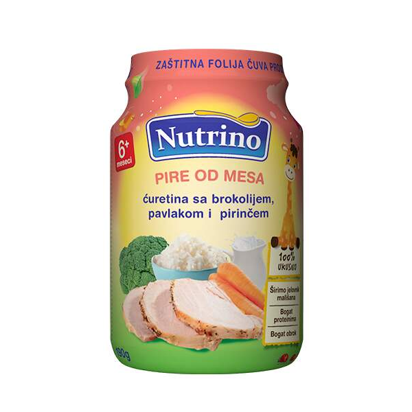 Nutrino Pire od mesa sa ćuretinom, brokolijem, pavlakom i pirinčem 190 g
