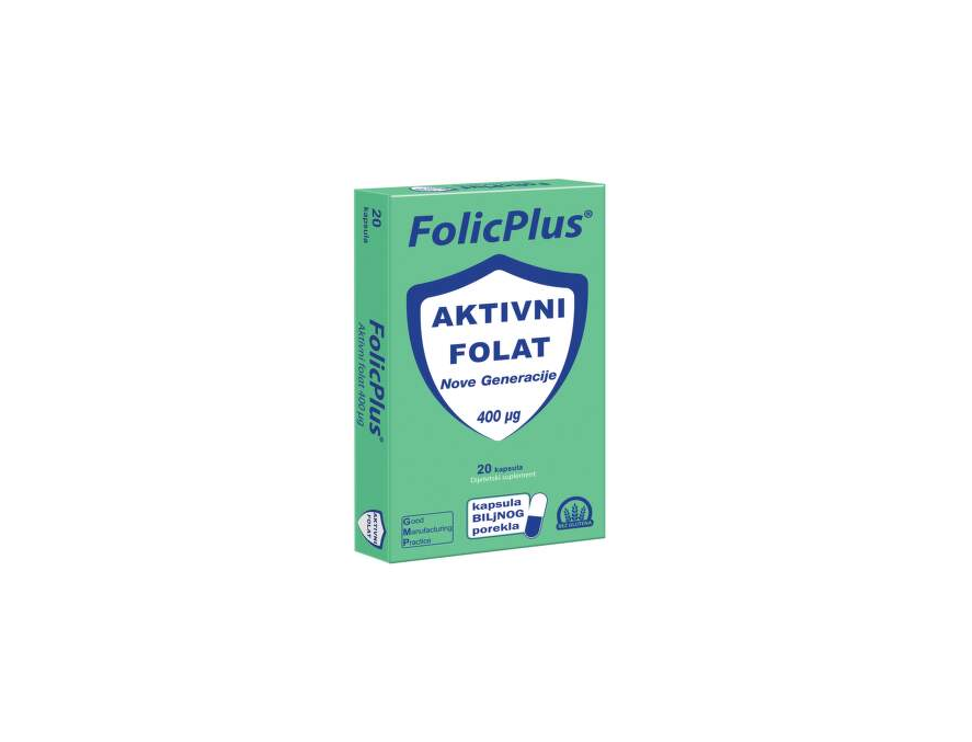 Folic Plus aktivni folat 400 μg 20 kapsula