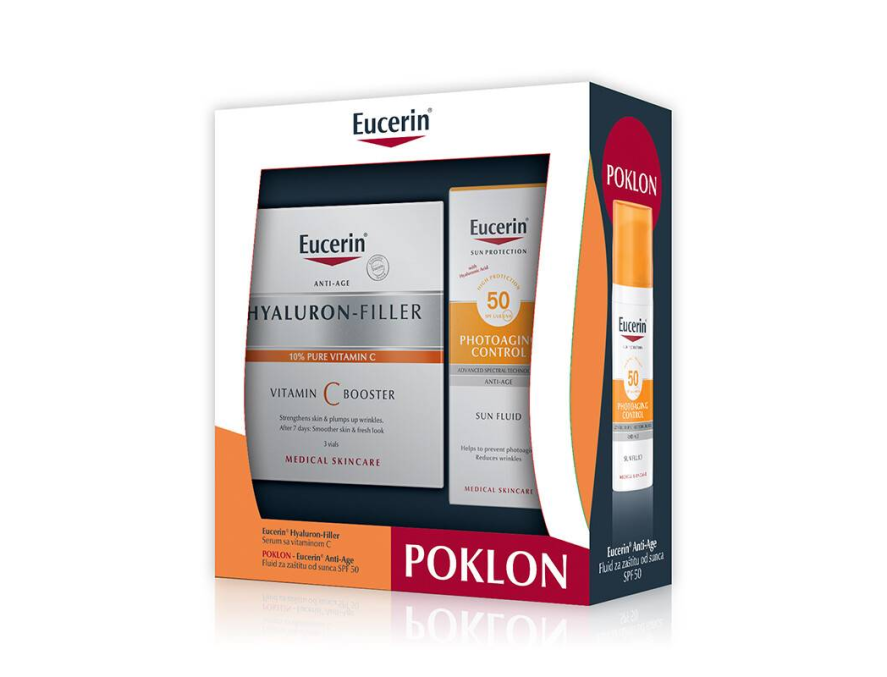 Eucerin Box Hyaluron-Filler serum vitamin C ampule+ Eucerin Sun Anti-Age SPF50