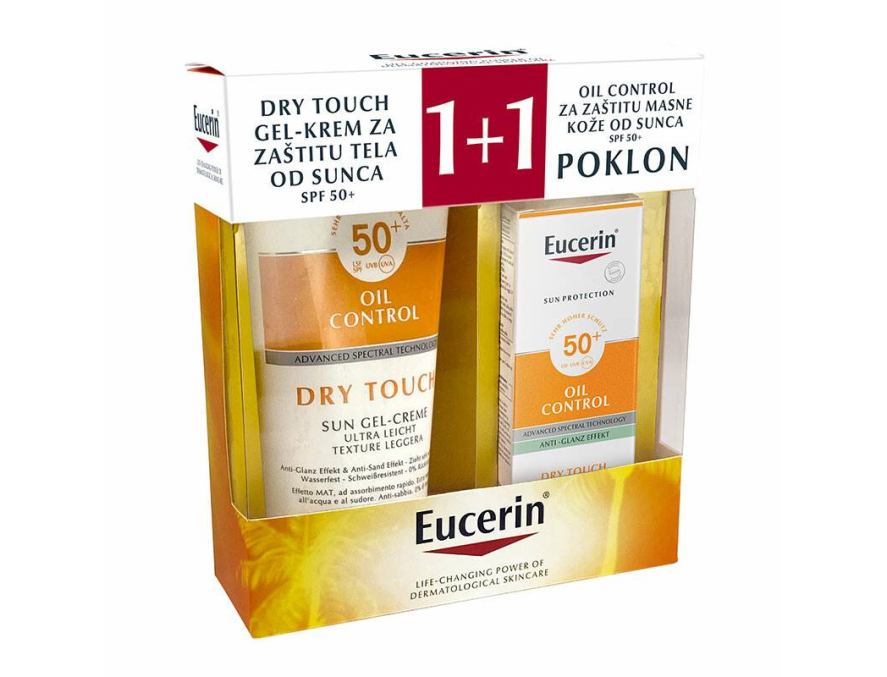 Eucerin Box Dry Touch SPF 50+ 200 ml + Oil Control za zaštitu masne kože od sunca SPF 50+ 50 ml